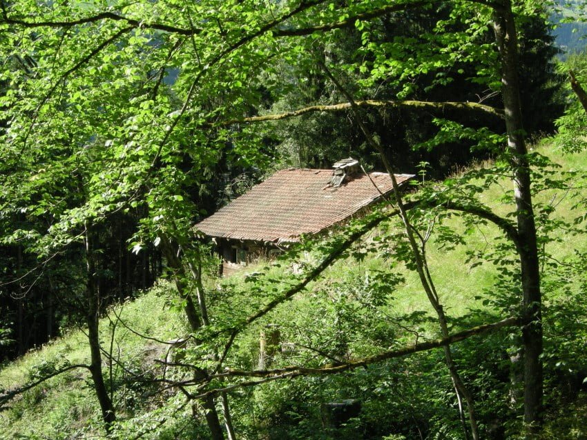 Chalet was cut into the mountainside